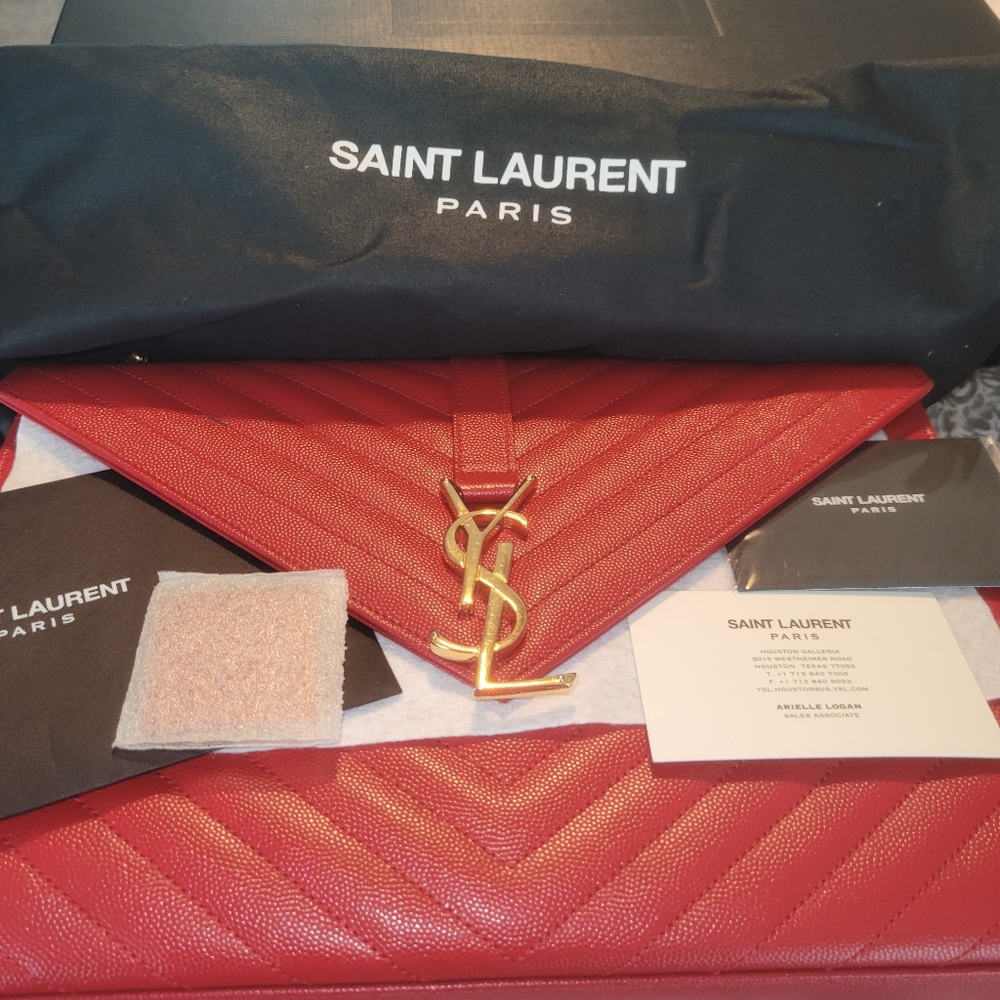 YSL Red Envelope Medium Bag Gold Hardware. Complete Set